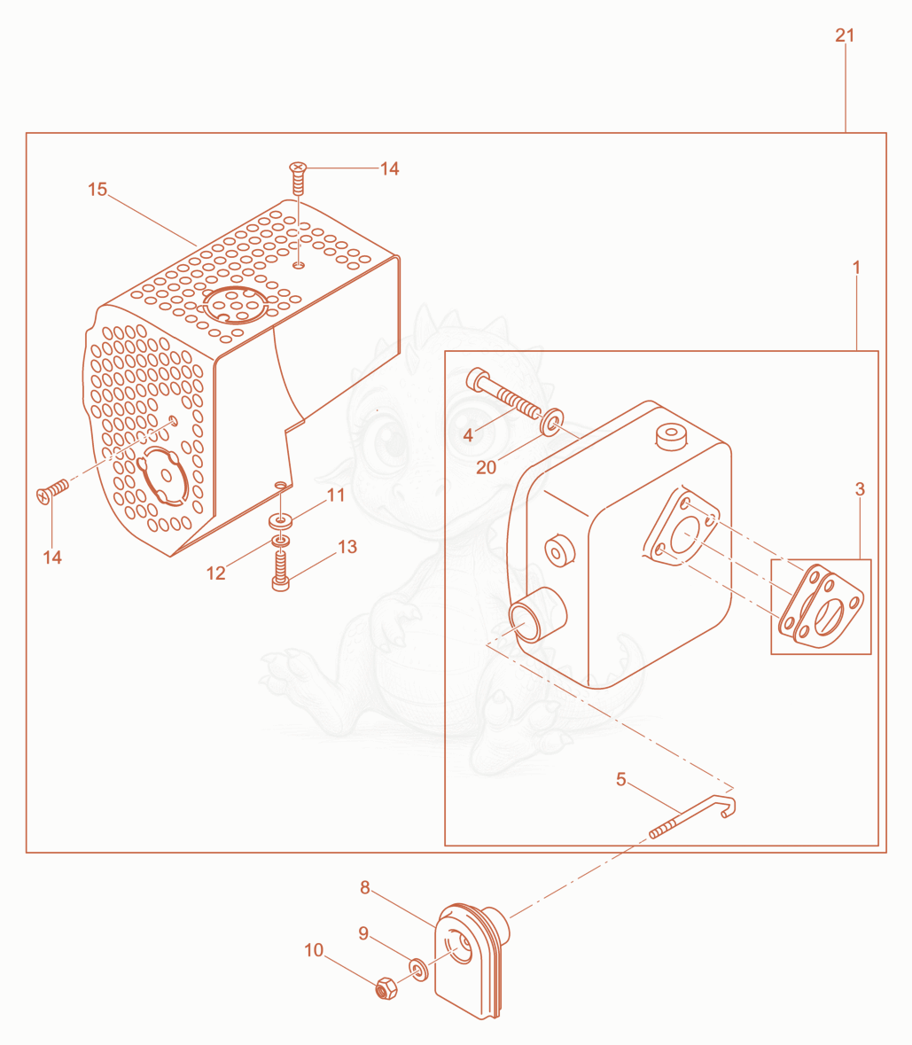 Exploded parts diagram of the Exhaust Silencer of a Wacker Neuson DPS1850HBASIC, with numbered balloons