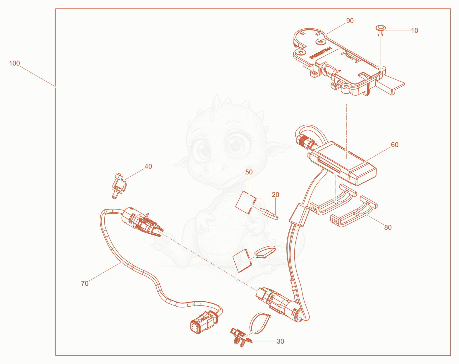 Exploded parts diagram of the Compamatic DPU52/62 of a Wacker Neuson XPUKMAT, with numbered balloons