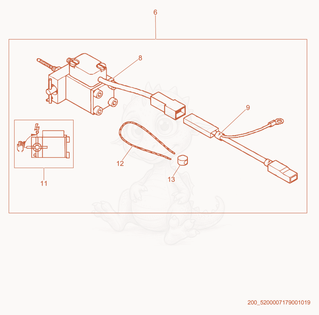 Despiece del Electrical cpl. de una máquina Wacker Neuson HSH350, con globos numerados