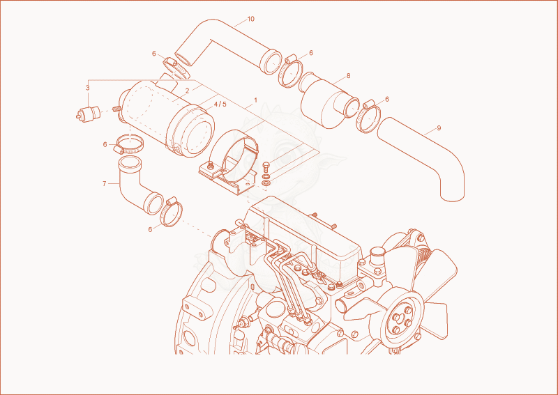 Exploded parts diagram of the AIR SUCTION SYSTEM of a Wacker Neuson 1902RDFORCE, with numbered balloons