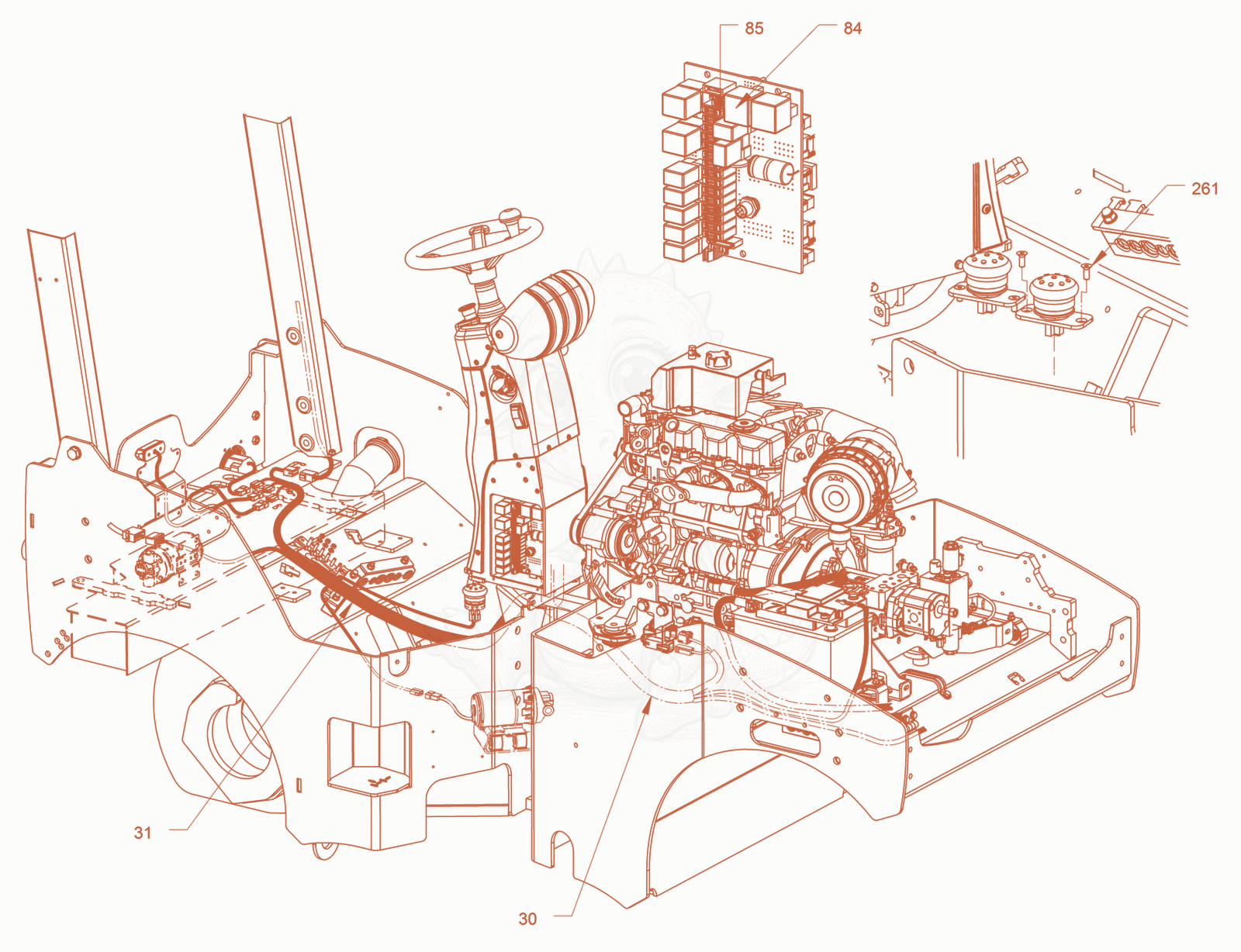 Exploded parts diagram of the electrical system of a Wacker Neuson RD24-100C.3, with numbered balloons