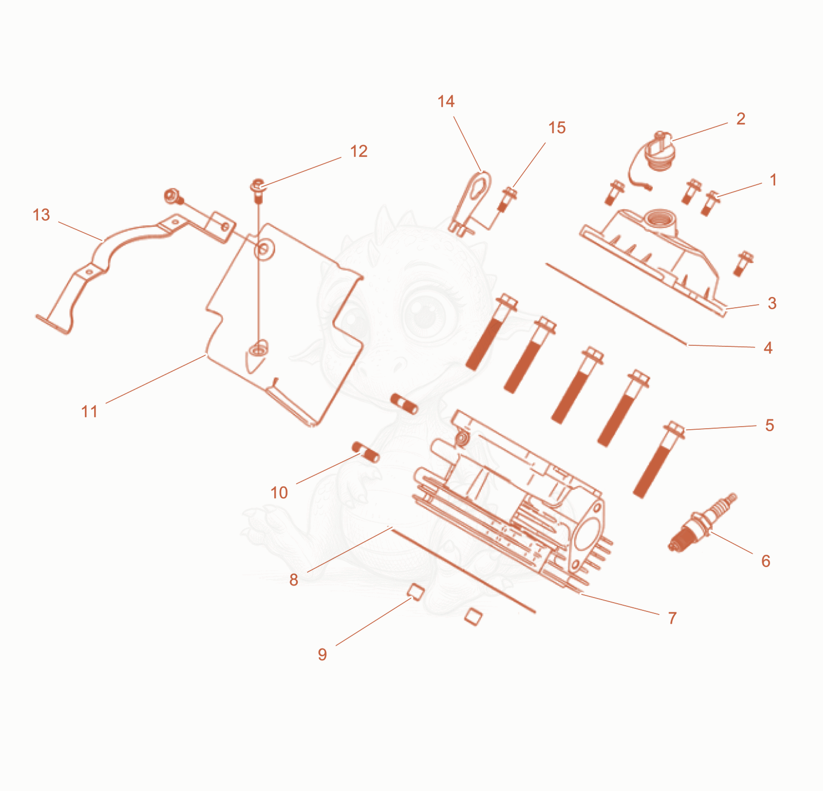 Exploded parts diagram of the Right cylinder head cpl. of a Wacker Neuson GS16000GLA, with numbered balloons
