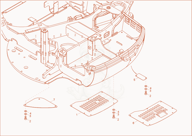 Exploded parts diagram of the chassis cover of a Wacker Neuson 50Z3, with numbered balloons