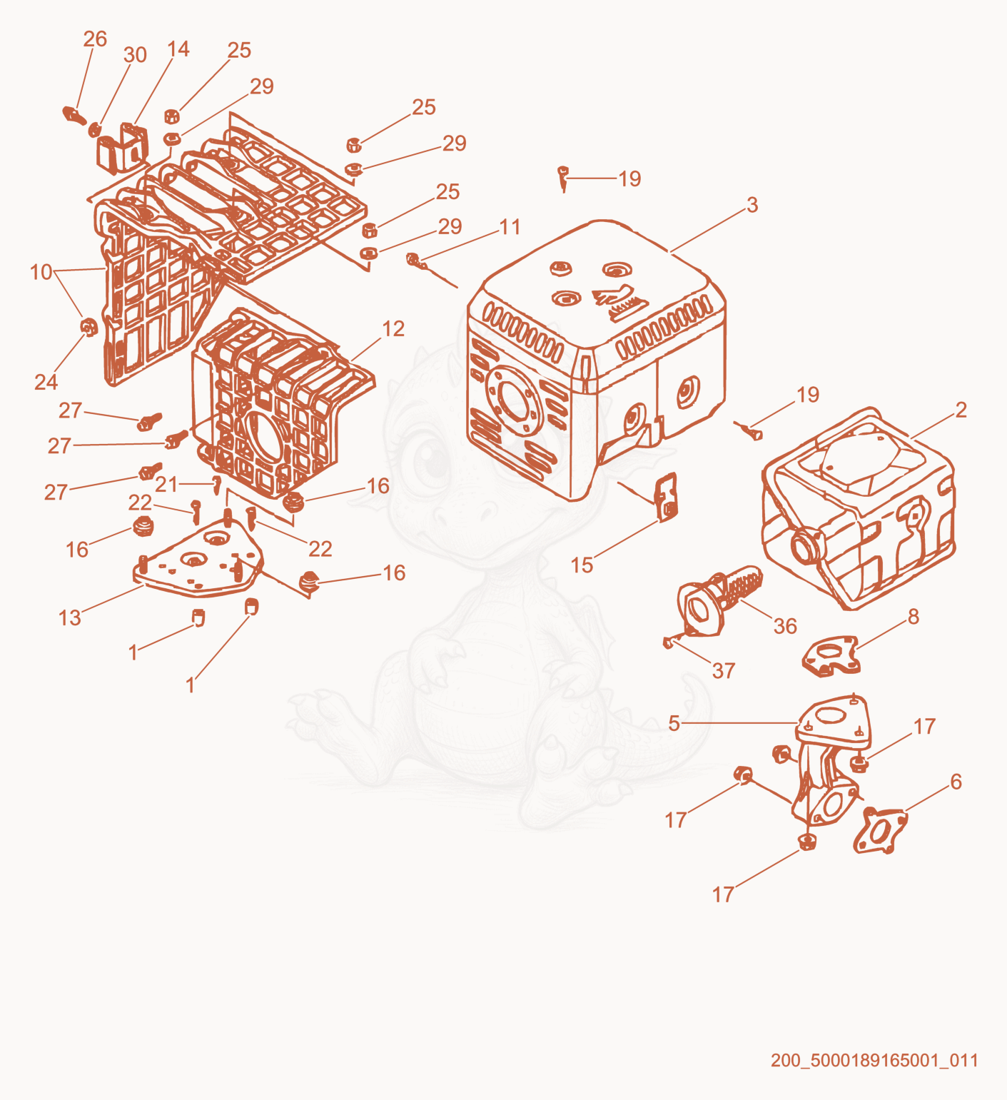 Exploded parts diagram of the Muffler cpl. of a Wacker Neuson G7AI, with numbered balloons