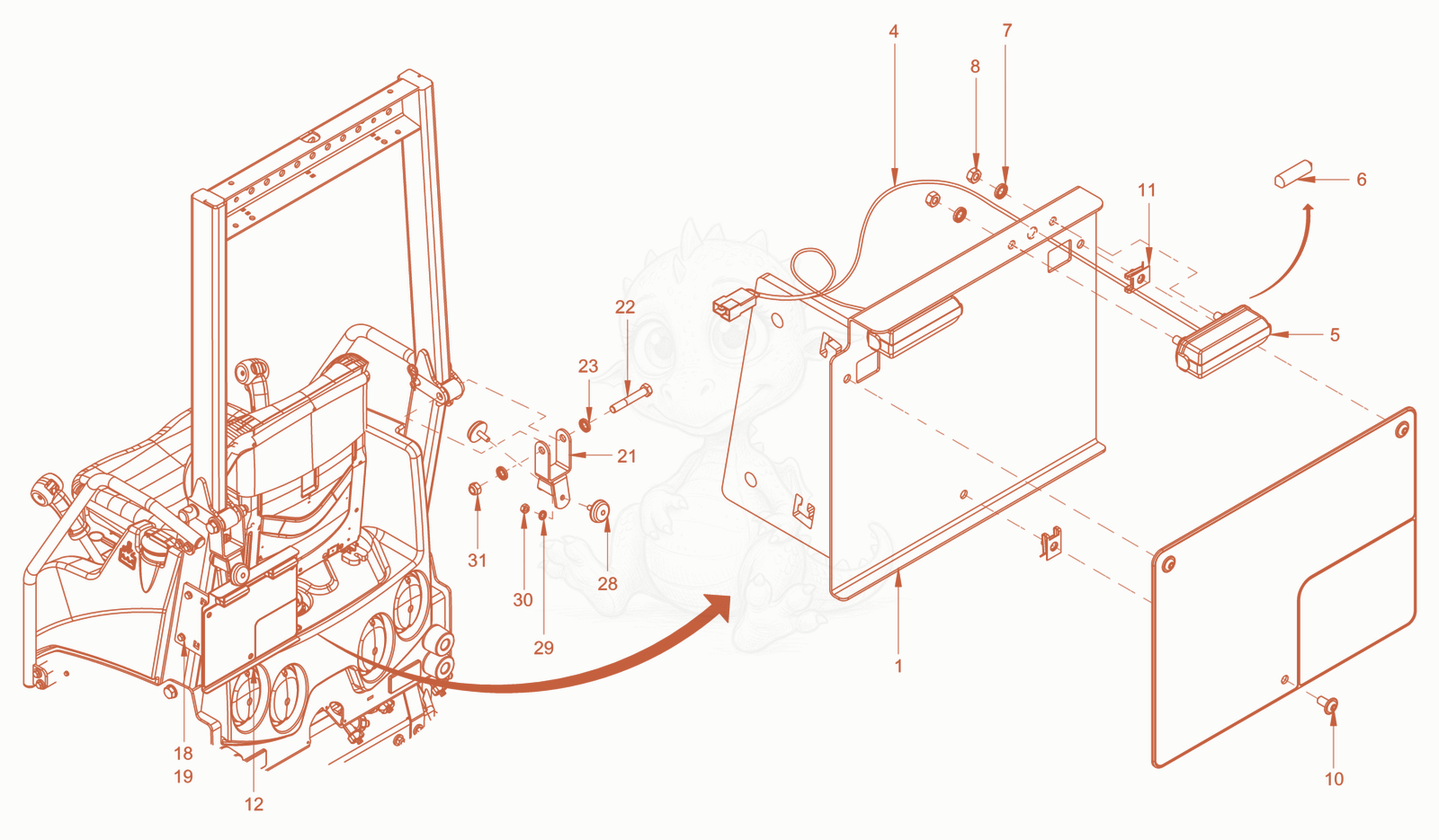 Exploded parts diagram of the homologation russia of a Wacker Neuson RD18-100C, with numbered balloons