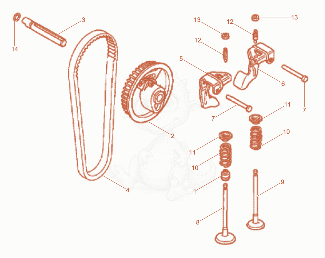 Exploded parts diagram of the Camshaft-V-belt pulley of a Wacker Neuson BS68-4AB/28, with numbered balloons