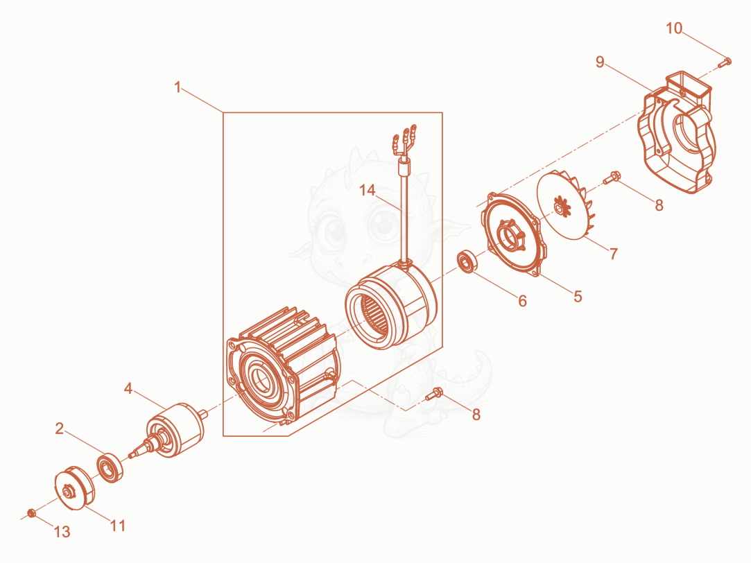 Exploded parts diagram of the Engine cpl. of a Wacker Neuson AS60E, with numbered balloons