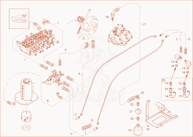 Exploded parts diagram of the AUXILIARY FUNCTION INST. (OPTION) of a Wacker Neuson 2404, with numbered balloons