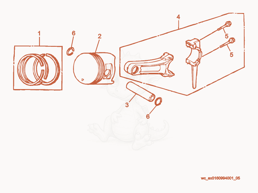 Despiece del Piston de una máquina Wacker Neuson CT36-5AEU, con globos numerados