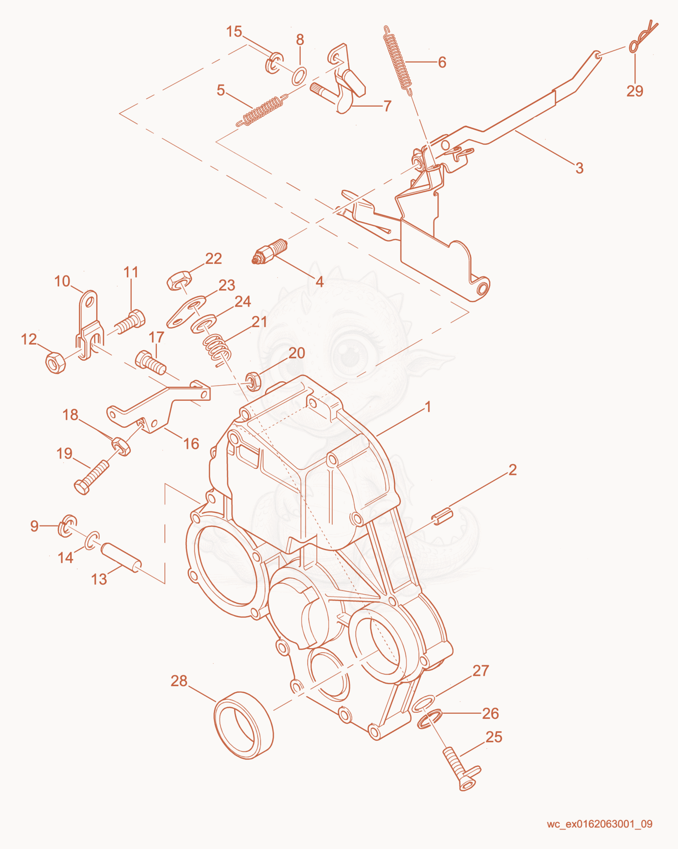 Exploded parts diagram of the Governor Control of a Wacker Neuson RD27-120, with numbered balloons