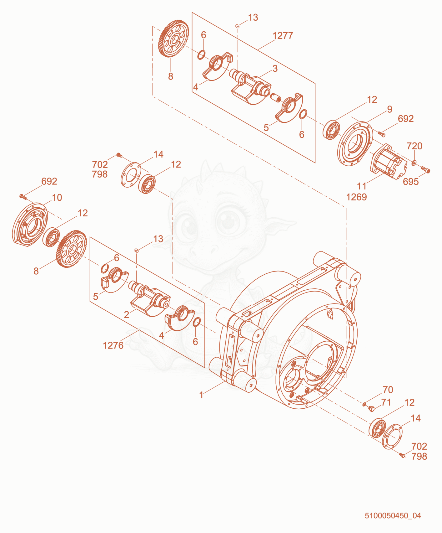 Exploded parts diagram of the Exciter cpl. of a Wacker Neuson RT56-SC2, with numbered balloons