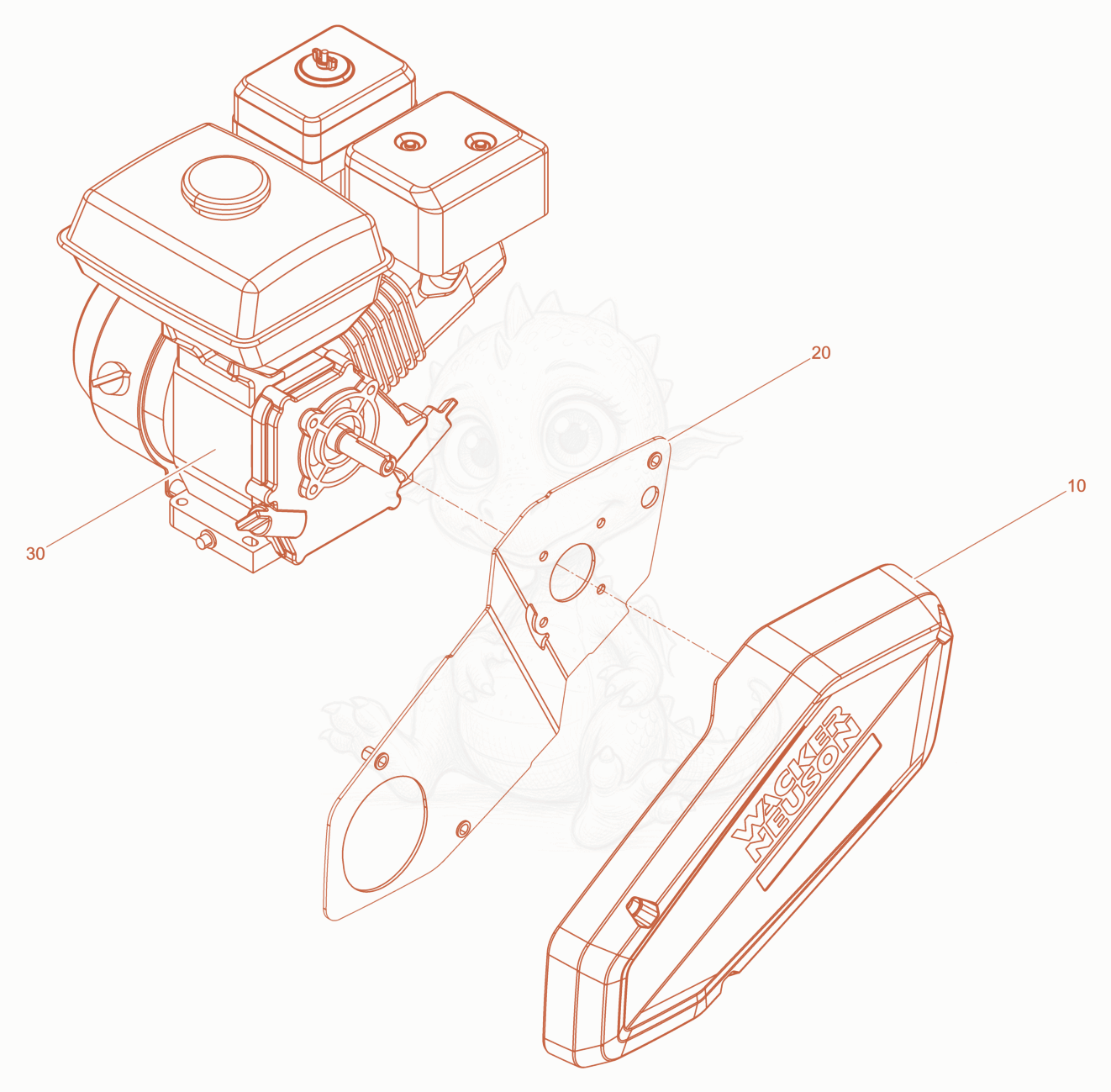 Exploded parts diagram of the Engine Honda GX120 US of a Wacker Neuson XPSKMAT, with numbered balloons