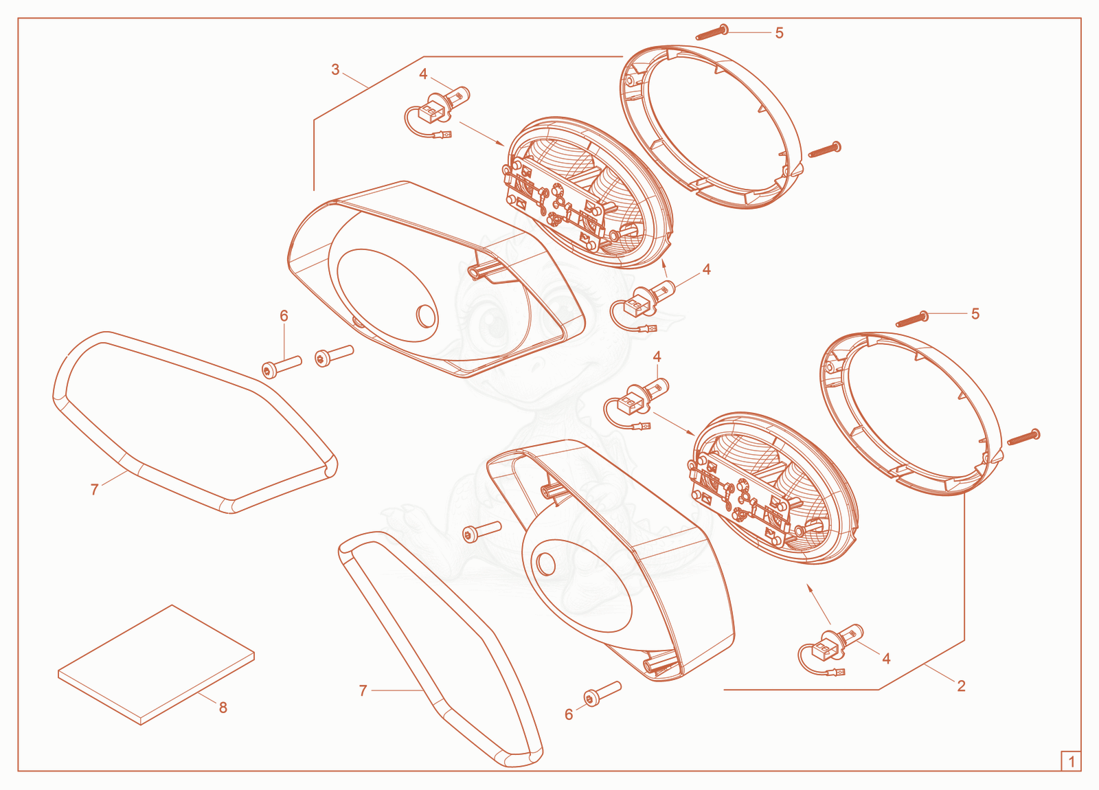 Exploded parts diagram of the Kit—Dual Beam Headlight of a Wacker Neuson ST31(S05-6), with numbered balloons