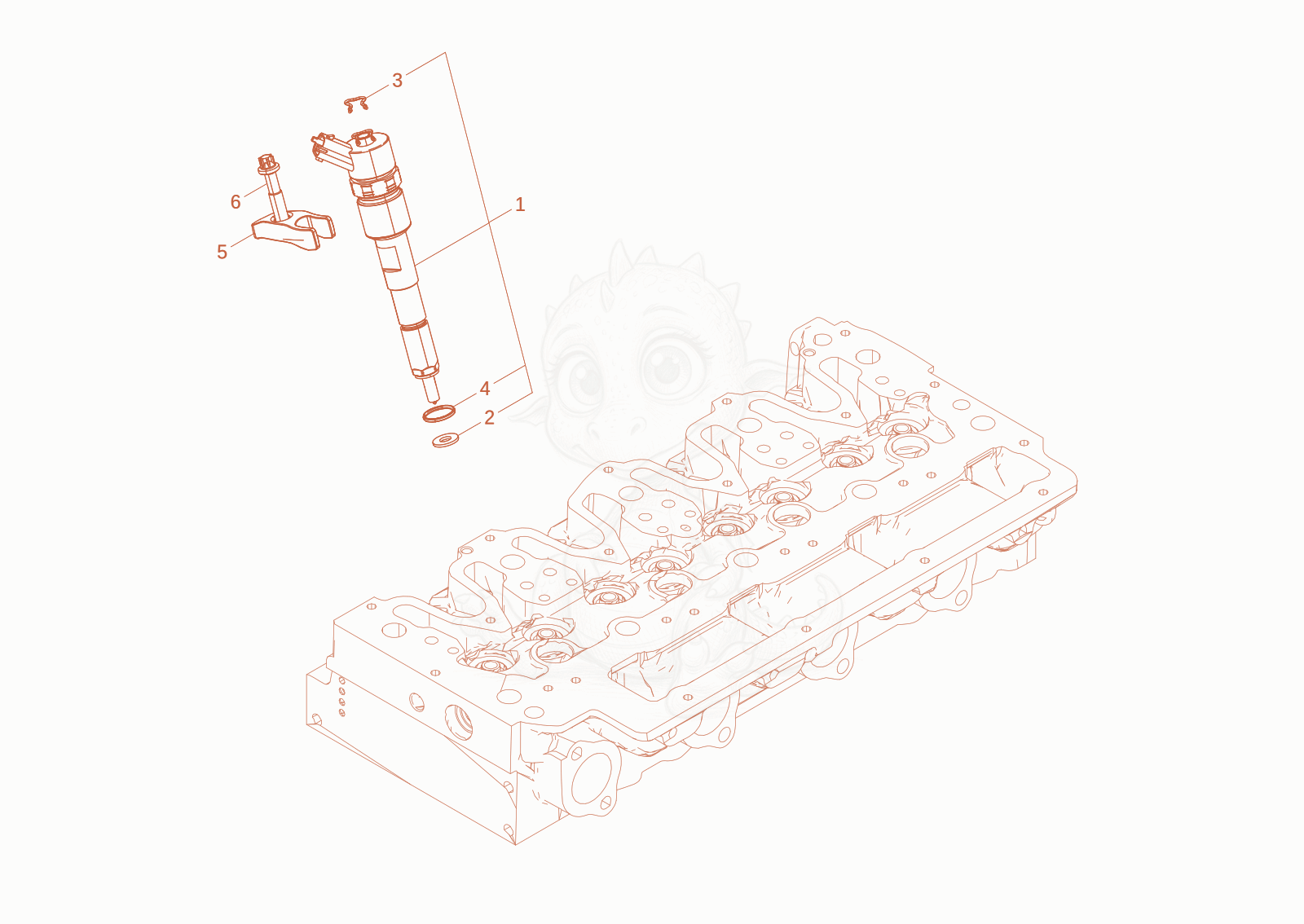 Exploded parts diagram of the fuel injector of a Wacker Neuson DW60-3, with numbered balloons