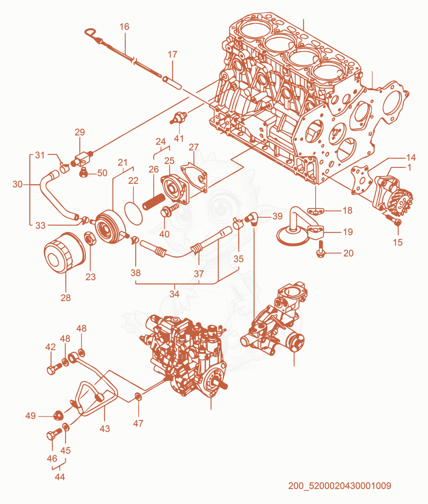 Exploded parts diagram of the Oil Pump of a Wacker Neuson APT4S, with numbered balloons