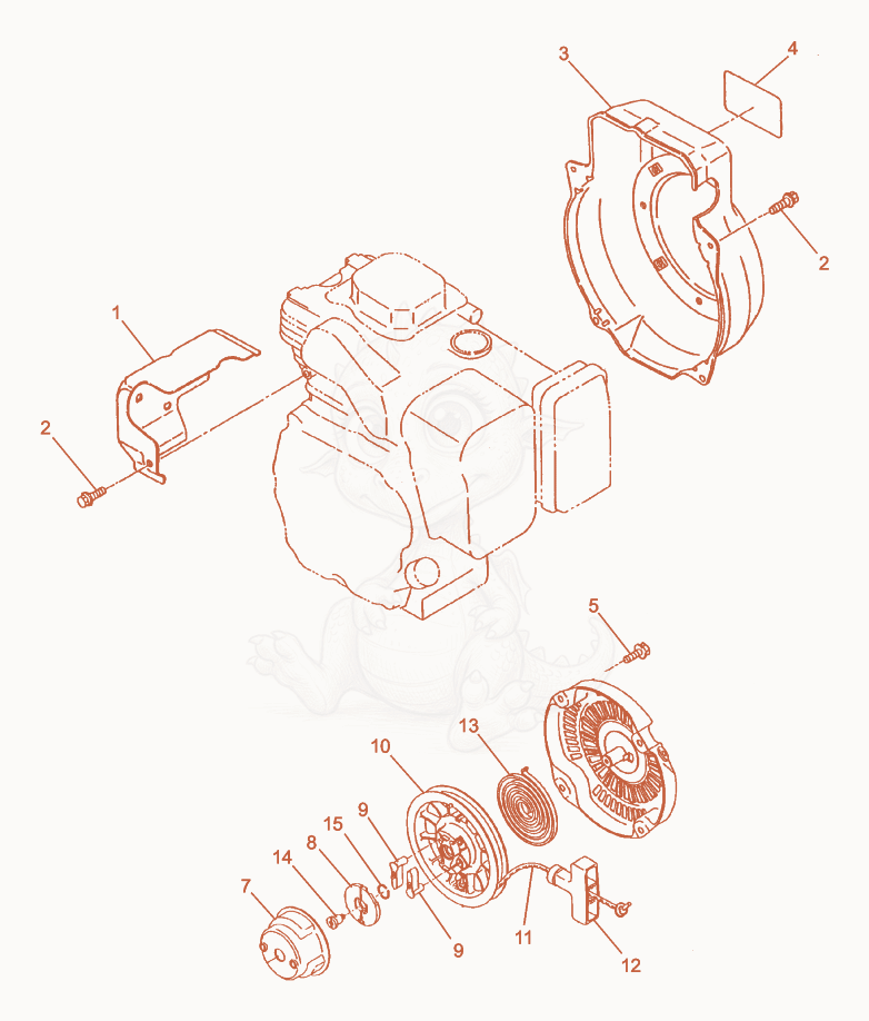 Exploded parts diagram of the Starter/Blower Housing of a Wacker Neuson VPR1330, with numbered balloons