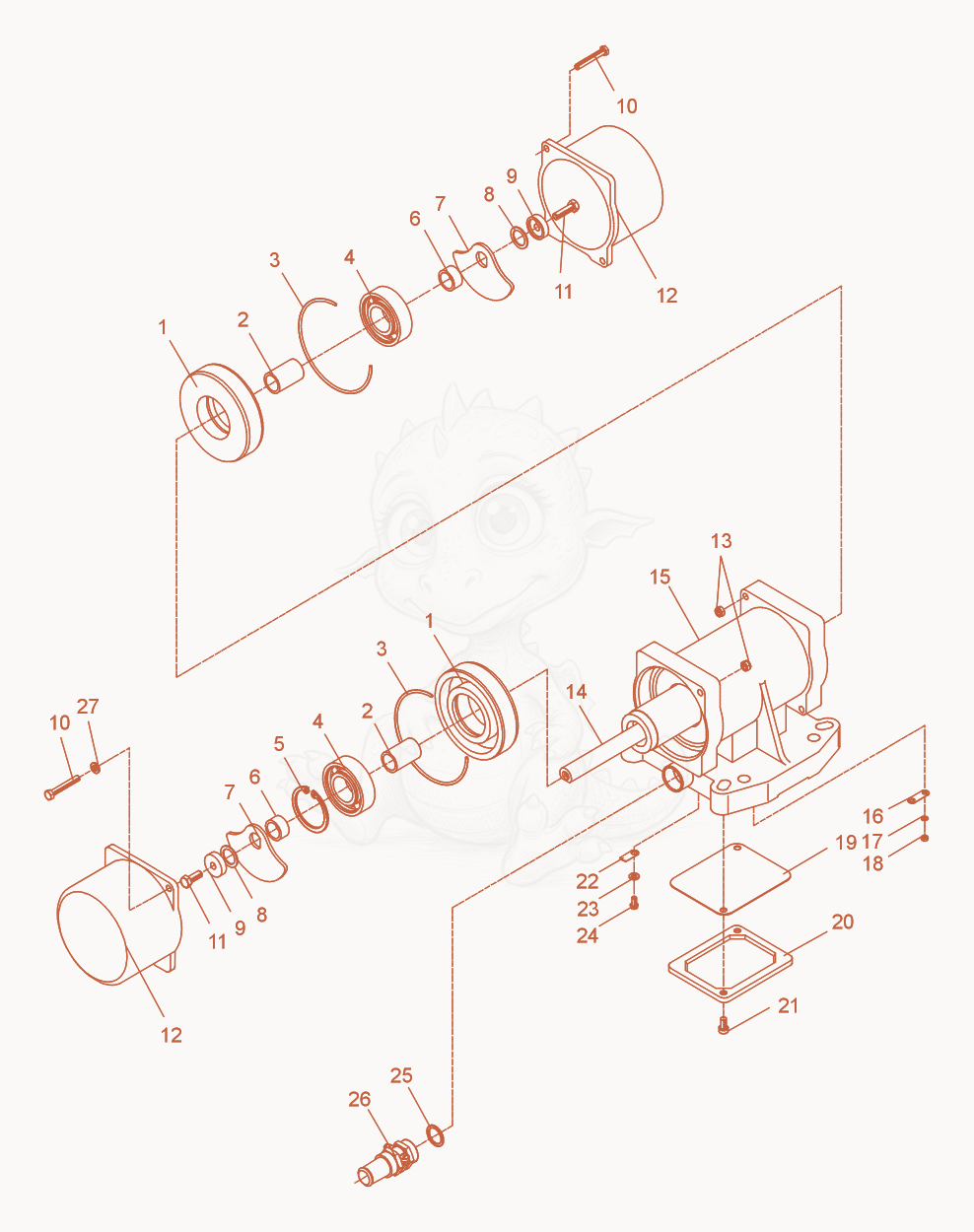 Exploded parts diagram of the External Vibrator cpl. of a Wacker Neuson AR3/2S, with numbered balloons