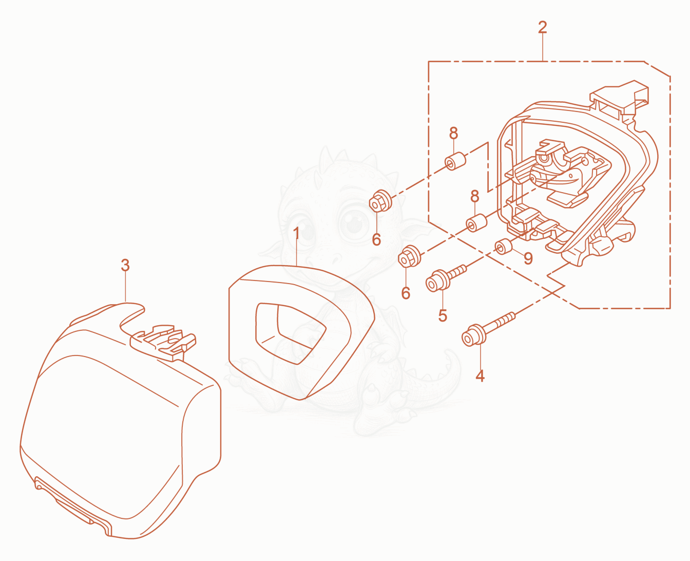 Exploded parts diagram of the Air Cleaner cpl. of a Wacker Neuson P35A, with numbered balloons