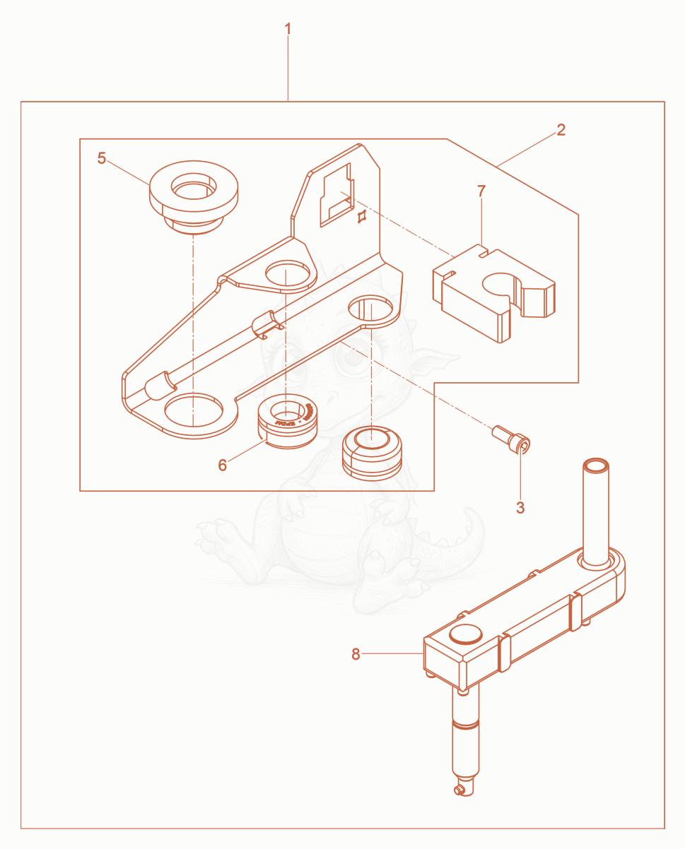 Exploded parts diagram of the Kit-mounting-Starting crank of a Wacker Neuson DPU6055WC, with numbered balloons
