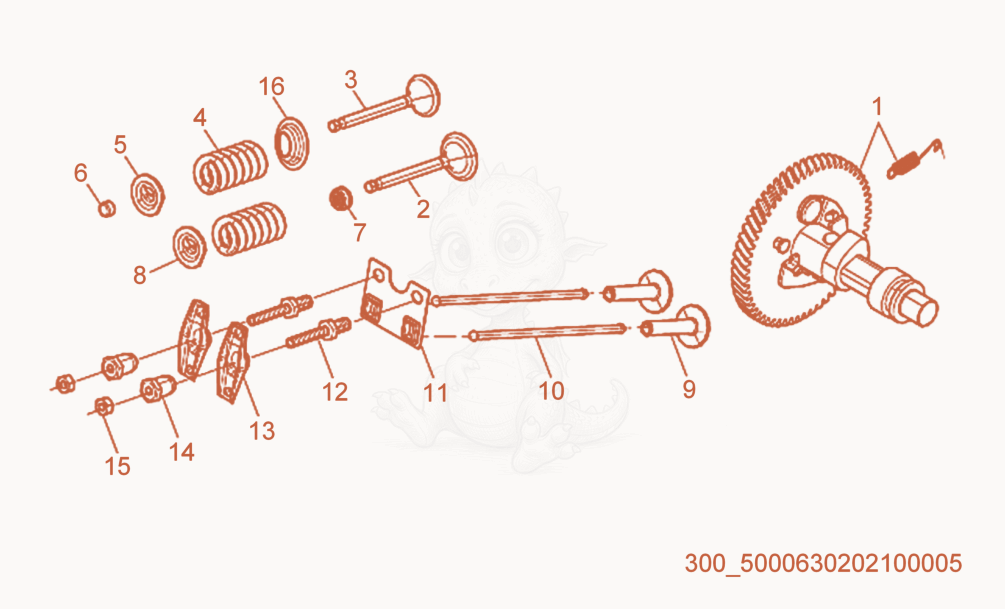 Exploded parts diagram of the Camshaft of a Wacker Neuson MG5SD, with numbered balloons