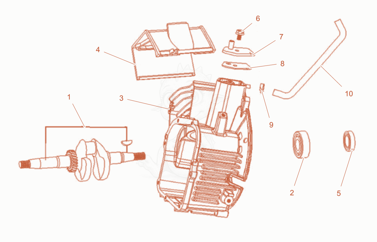 Exploded parts diagram of the Crankcase cpl. of a Wacker Neuson GB2000GICE, with numbered balloons