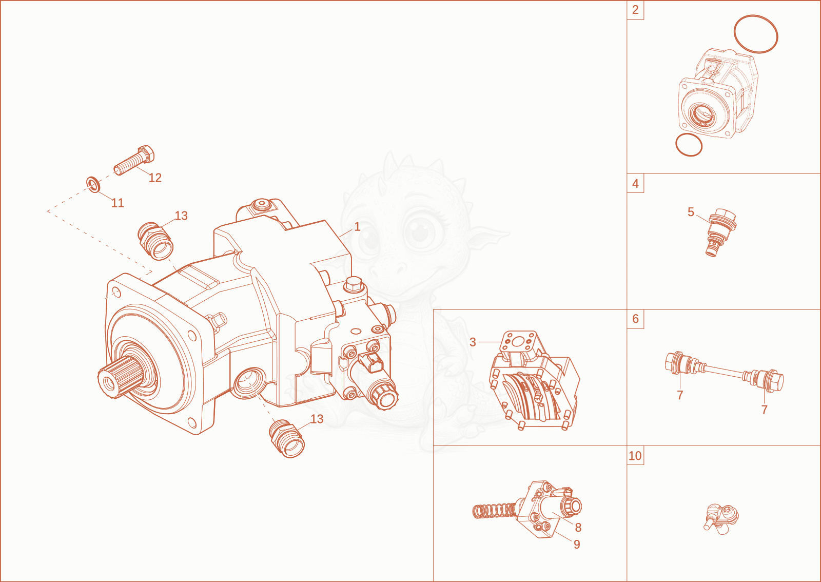 Exploded parts diagram of the DRIVE UNIT of a Wacker Neuson DW50-2, with numbered balloons