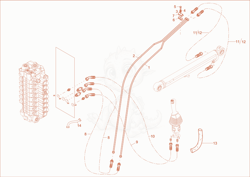 Exploded parts diagram of the BUCKET OPERATION of a Wacker Neuson ET65, with numbered balloons