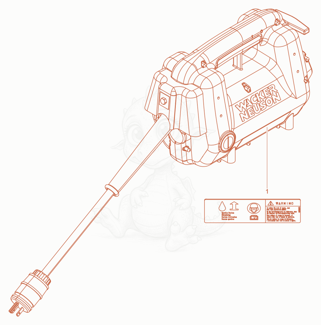 Exploded parts diagram of the Labels of a Wacker Neuson M2000/120/NONCUL, with numbered balloons