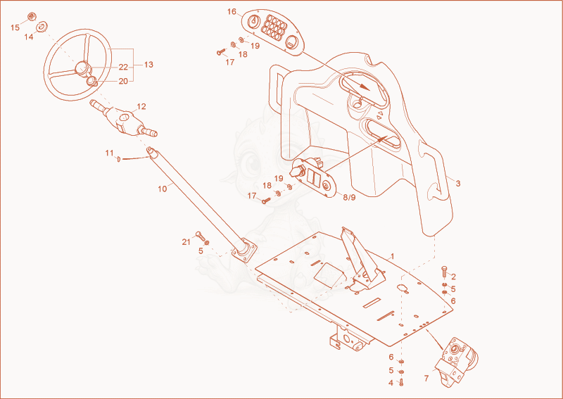 Exploded parts diagram of the pilot stand of a Wacker Neuson 3501AB, with numbered balloons