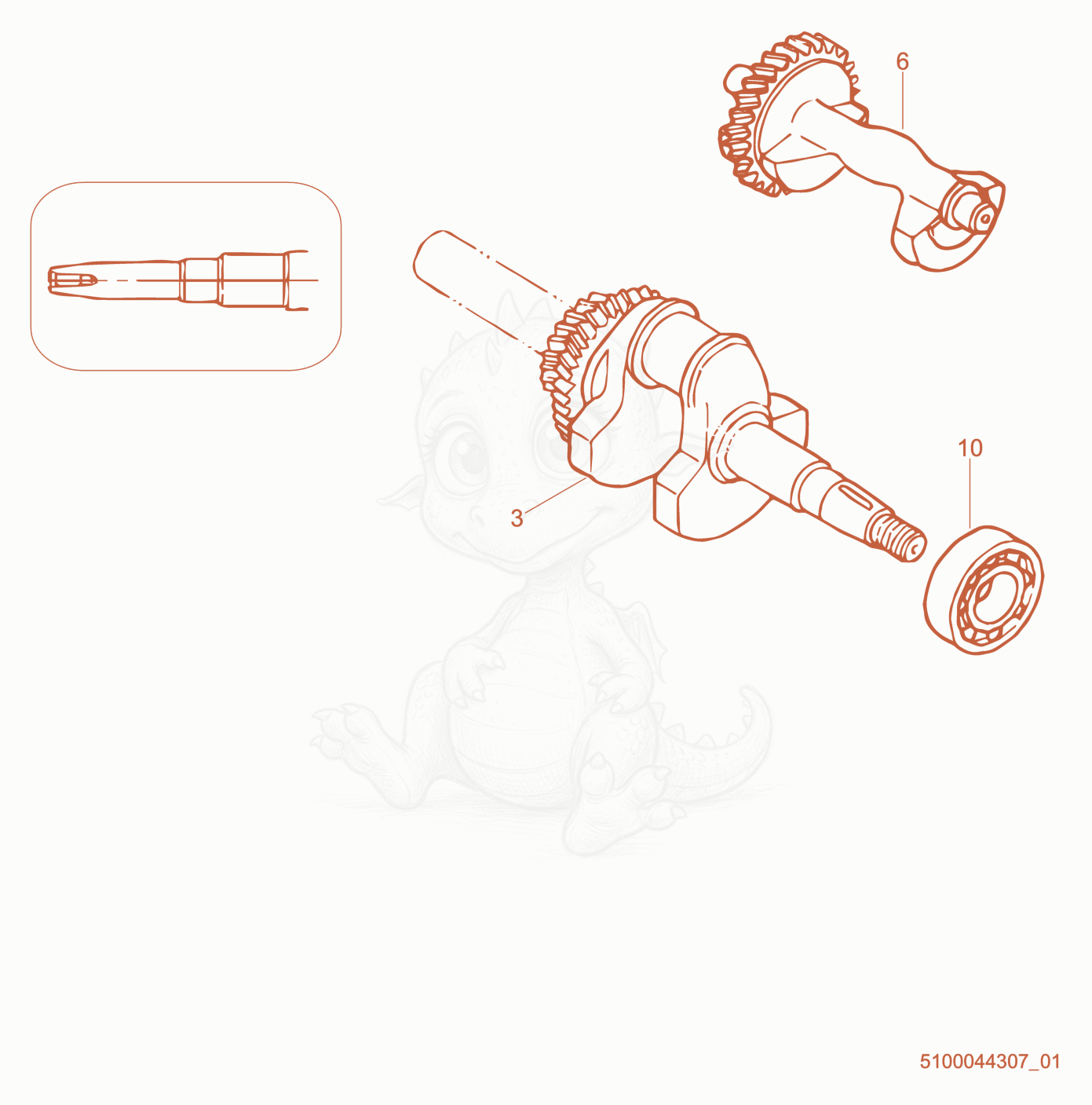 Exploded parts diagram of the Crankshaft of a Wacker Neuson GP6600A, with numbered balloons