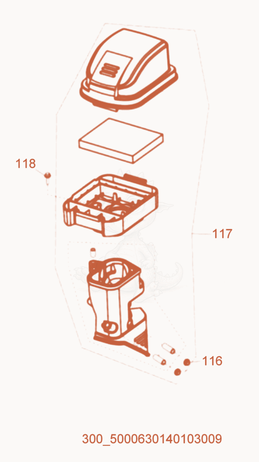 Exploded parts diagram of the Air Cleaner of a Wacker Neuson MDP3, with numbered balloons