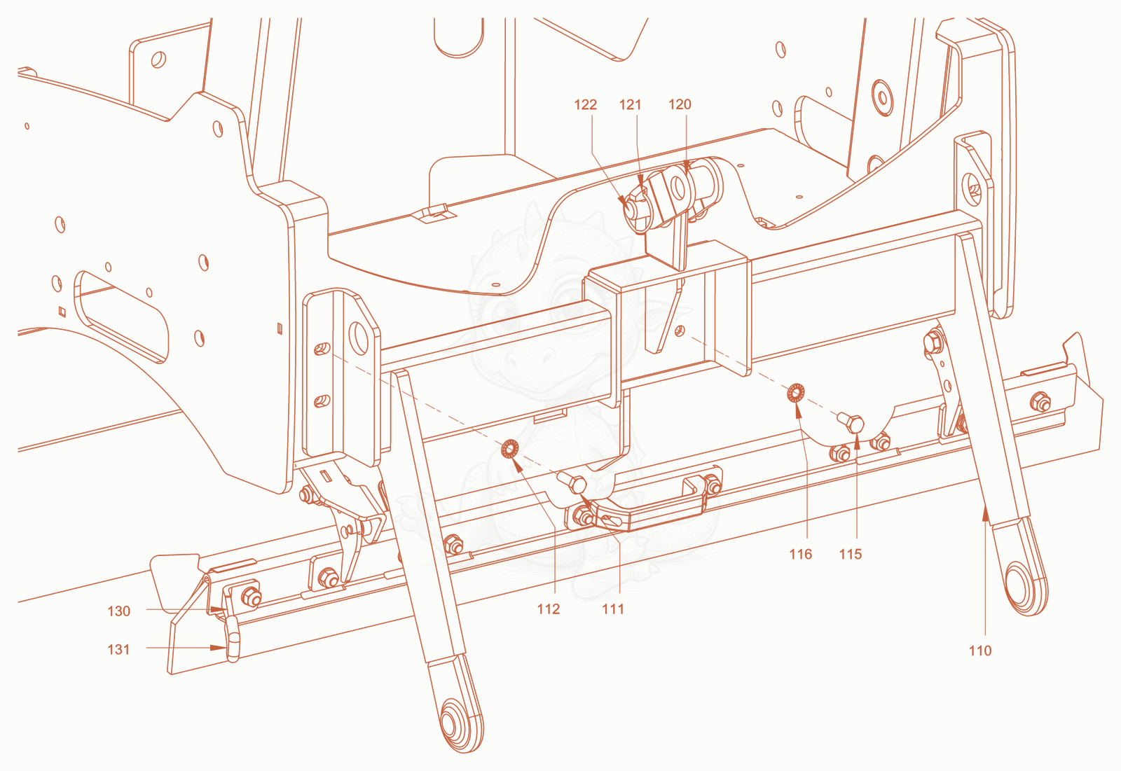 Exploded parts diagram of the add-on device cylinder spreader of a Wacker Neuson RD40-130, with numbered balloons
