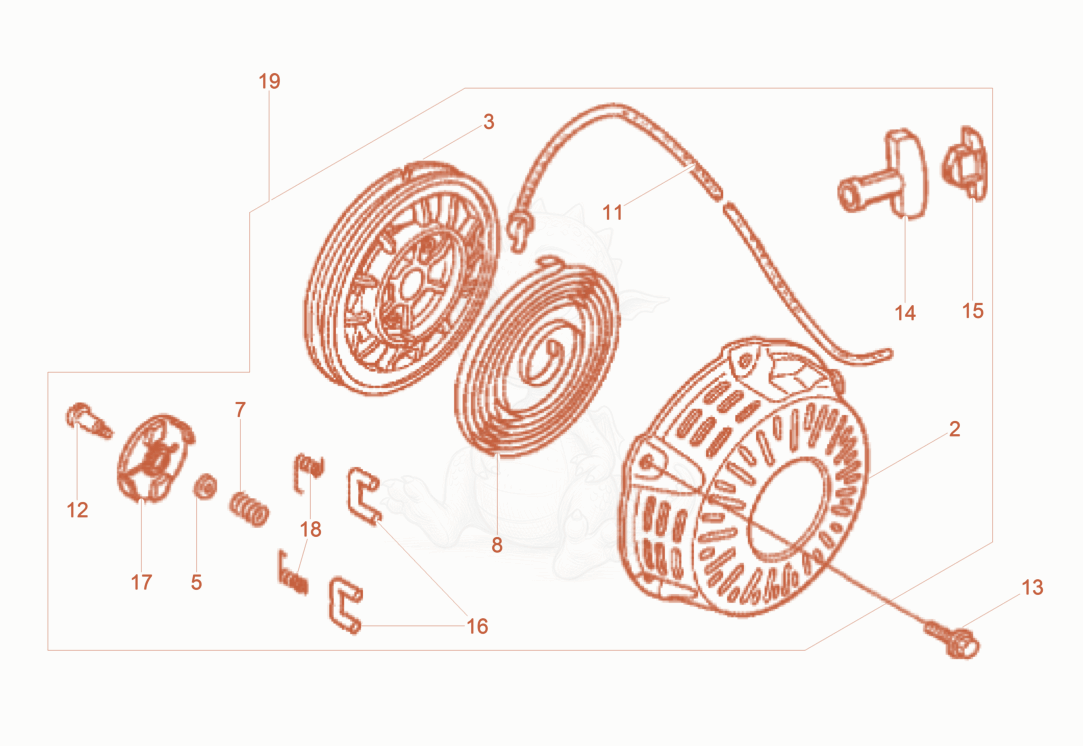 Exploded parts diagram of the Starter of a Wacker Neuson BPS1340AW, with numbered balloons