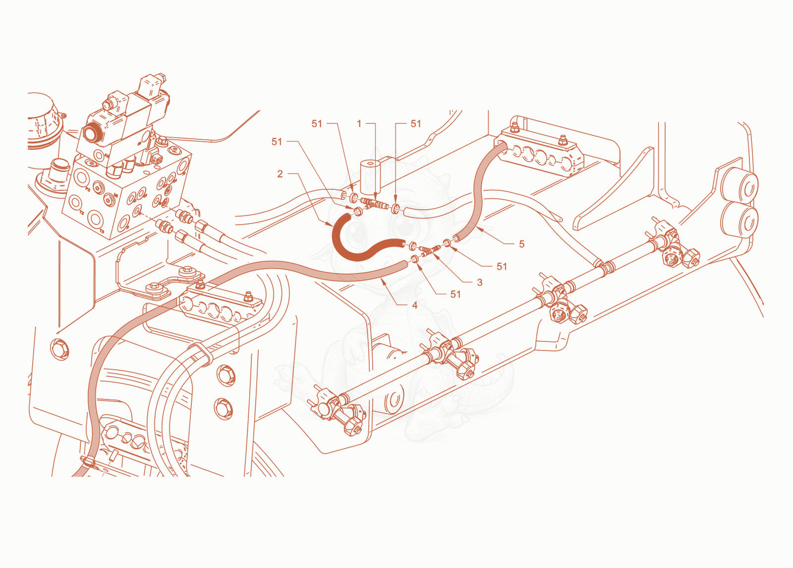 Exploded parts diagram of the edge pressing and cuttingdevice of a Wacker Neuson RD40-130CDPF, with numbered balloons