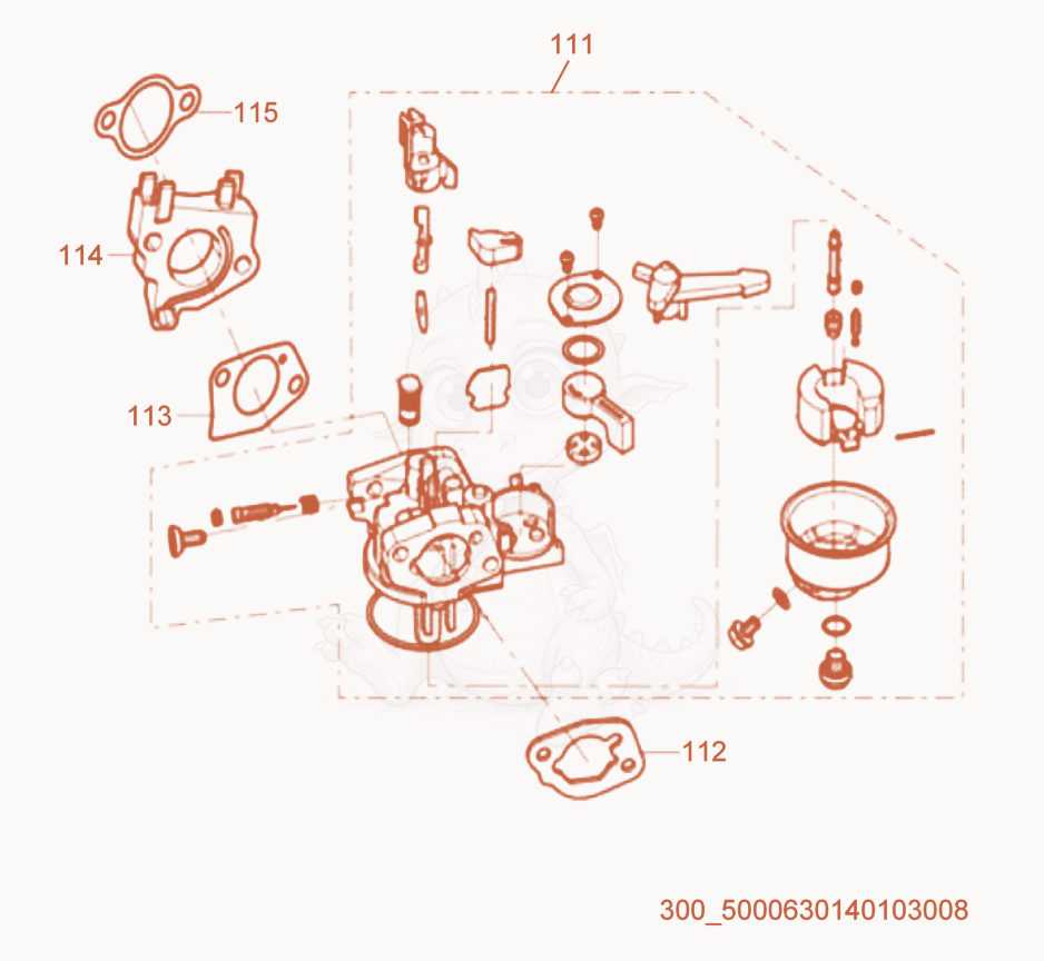 Exploded parts diagram of the Carburetor of a Wacker Neuson MDP3, with numbered balloons