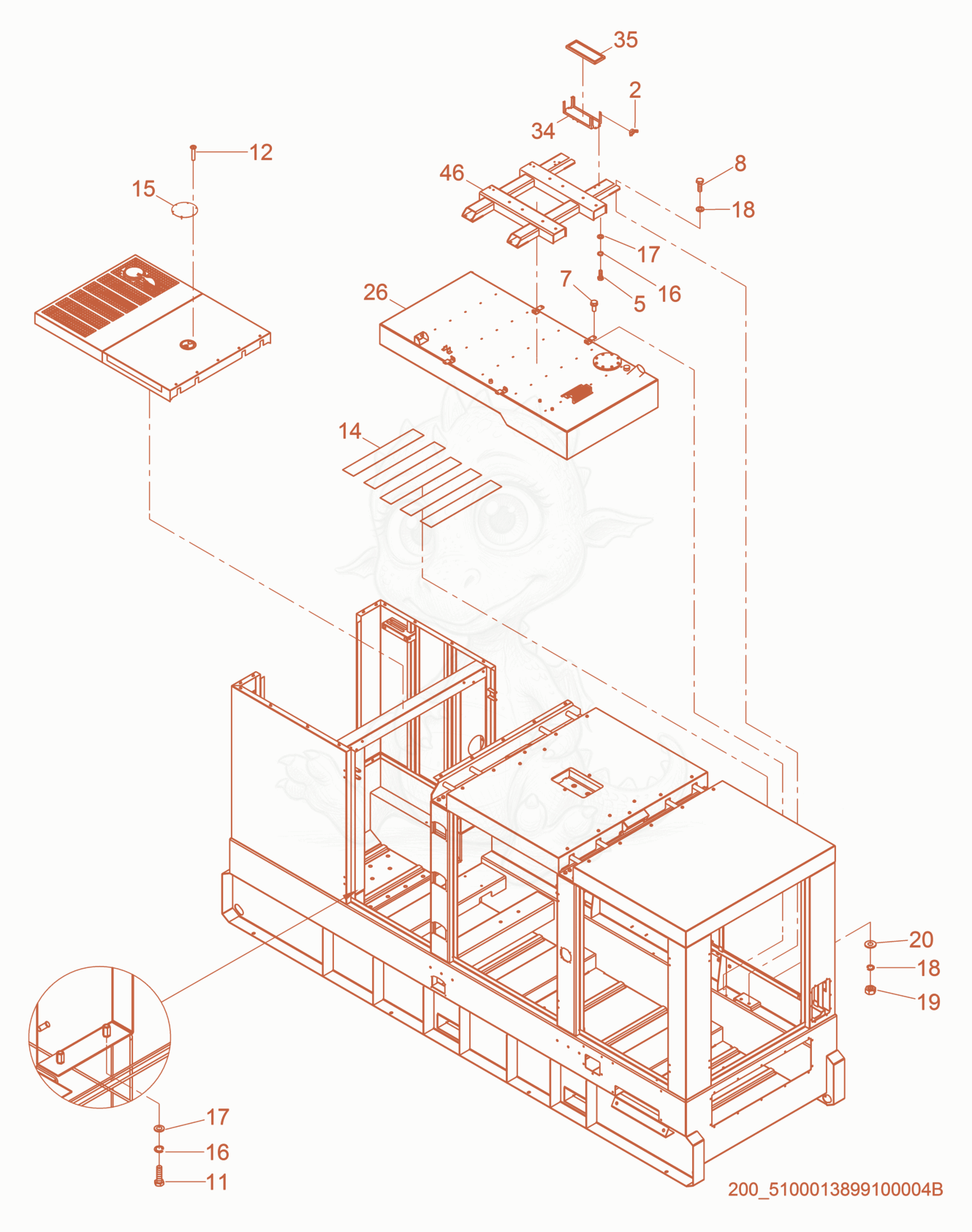 Exploded parts diagram of the Sheet Metal Assembly of a Wacker Neuson G625, with numbered balloons
