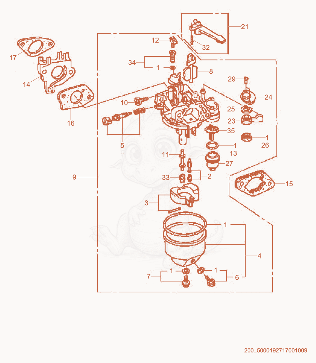 Exploded parts diagram of the Carburetor cpl. of a Wacker Neuson CT48-11A, with numbered balloons