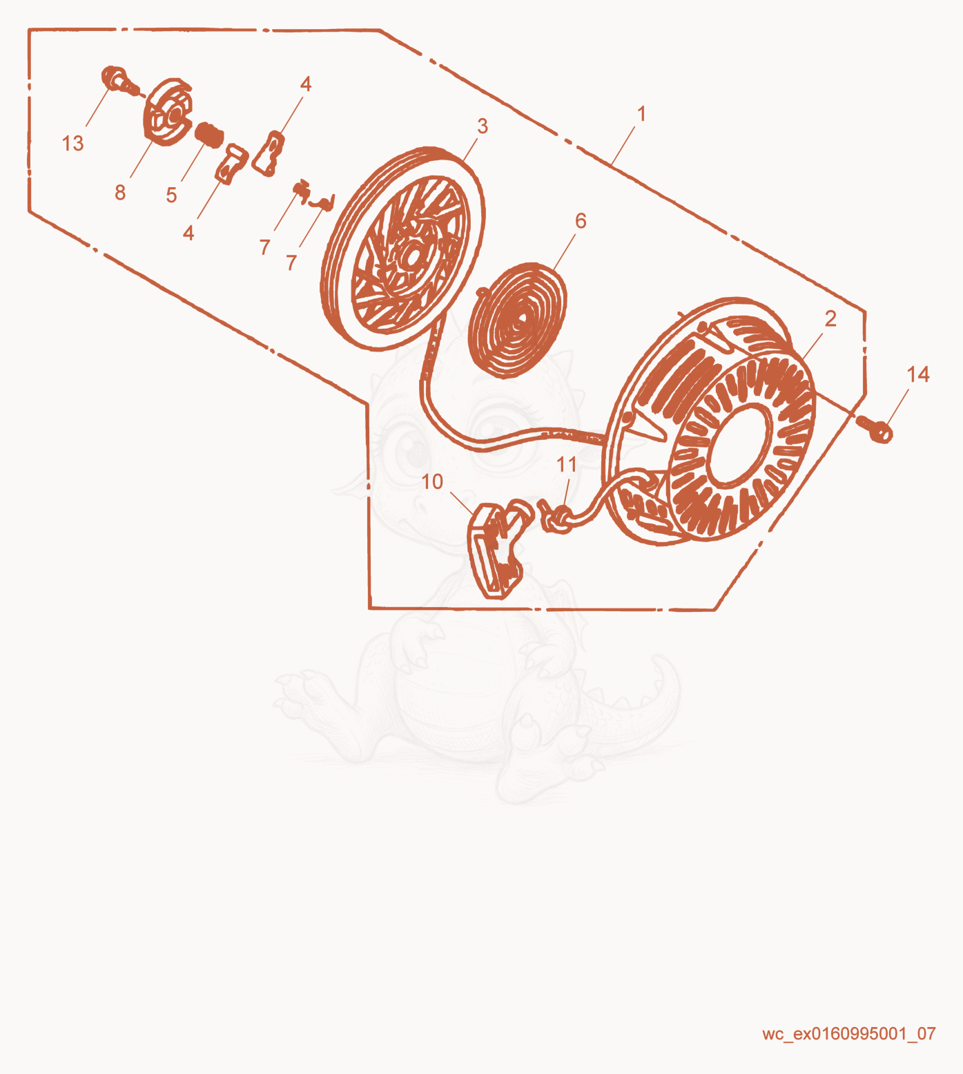 Exploded parts diagram of the Starter Complete of a Wacker Neuson GP3800A, with numbered balloons