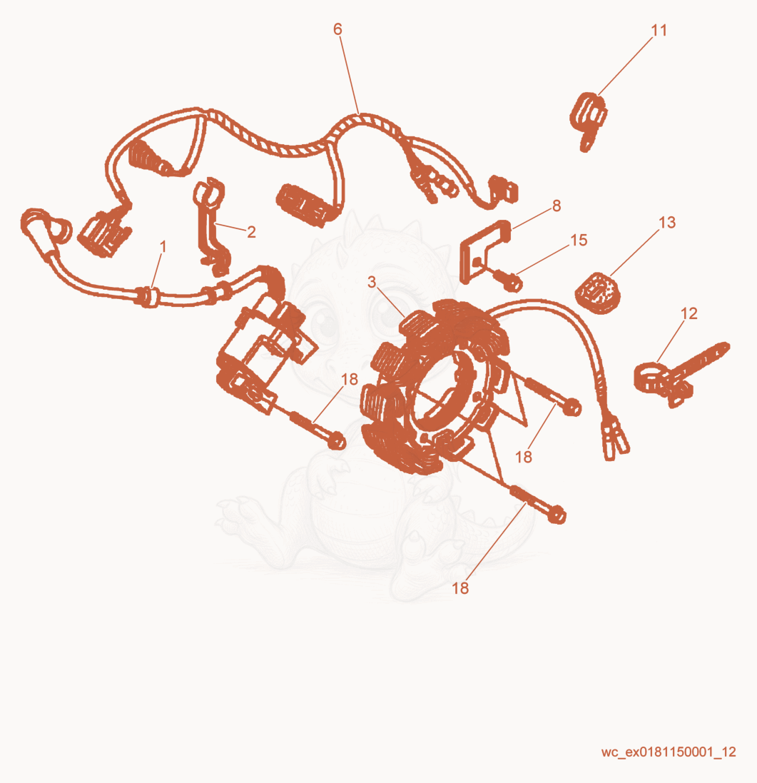 Exploded parts diagram of the Ignition Coil of a Wacker Neuson CRT36-26A, with numbered balloons
