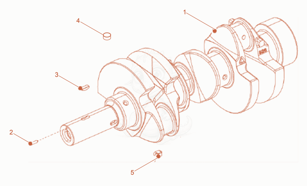 Despiece del Crankshaft de una máquina Wacker Neuson DPU80/110KMAT, con globos numerados
