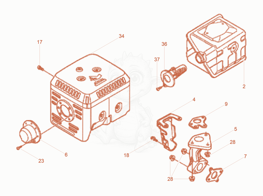 Exploded parts diagram of the Muffler of a Wacker Neuson BPU5260AH, with numbered balloons