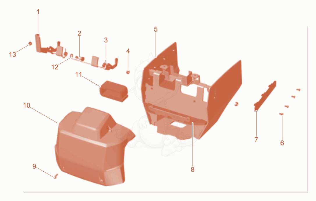 Exploded parts diagram of the battery holder of a Wacker Neuson ARS90E, with numbered balloons