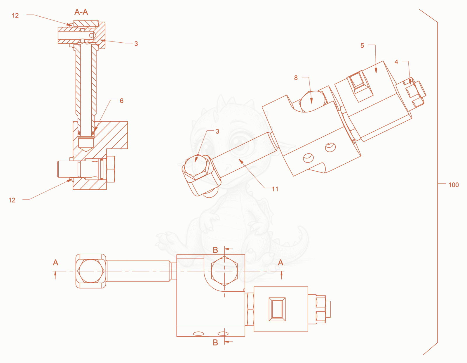 Exploded parts diagram of the valve block (emergency stop) of a Wacker Neuson RD40-130O, with numbered balloons