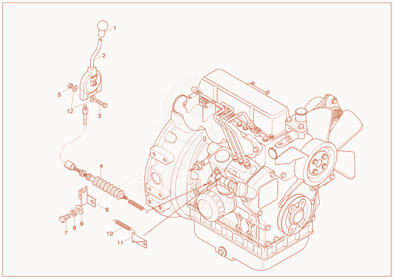 Exploded parts diagram of the speed actuating of a Wacker Neuson 1703, with numbered balloons