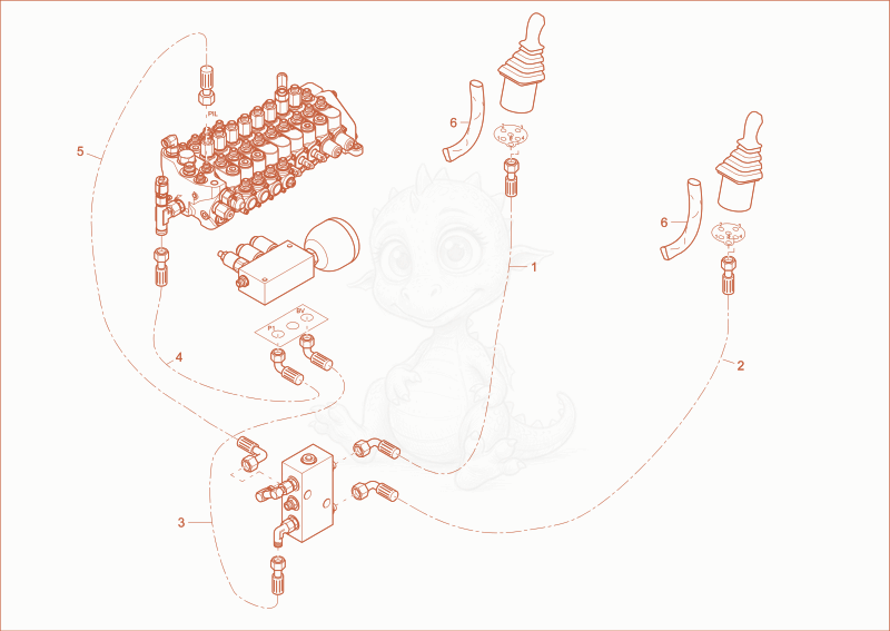 Exploded parts diagram of the TUBE PILOT PRESSURE of a Wacker Neuson EZ17, with numbered balloons