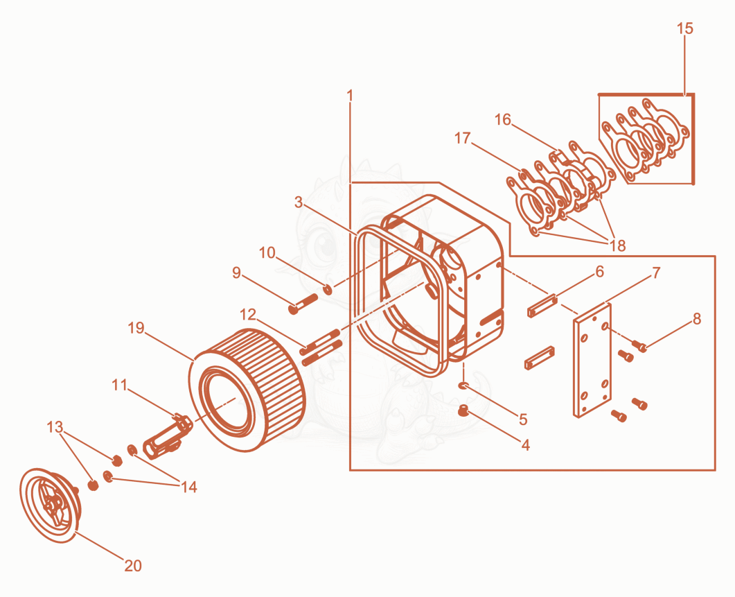 Exploded parts diagram of the Air filter of a Wacker Neuson DPU6555HEHAPN, with numbered balloons