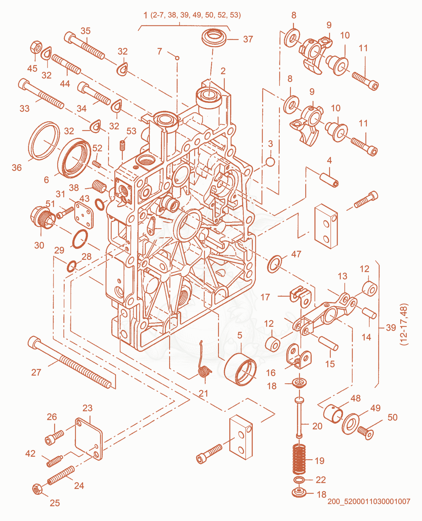 Exploded parts diagram of the Timing Cover of a Wacker Neuson DS70, with numbered balloons