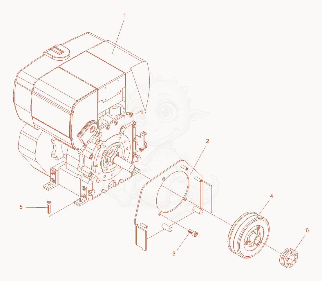 Despiece del Engine complete de una máquina Wacker Neuson DPU3050H, con globos numerados