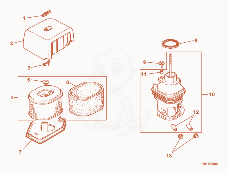 Exploded parts diagram of the Air Cleaner of a Wacker Neuson G3.3AI, with numbered balloons