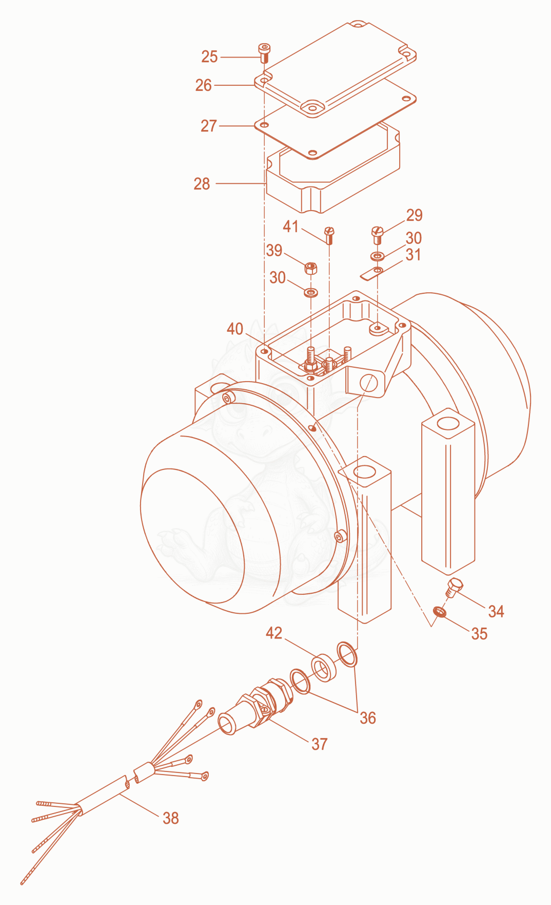 Exploded parts diagram of the External Vibrator cpl. of a Wacker Neuson AR53/4,5/042, with numbered balloons